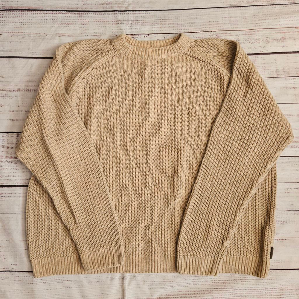Woolrich Khaki Chunky Knit Mens XL Sweater Ramie Cotton Fisherman